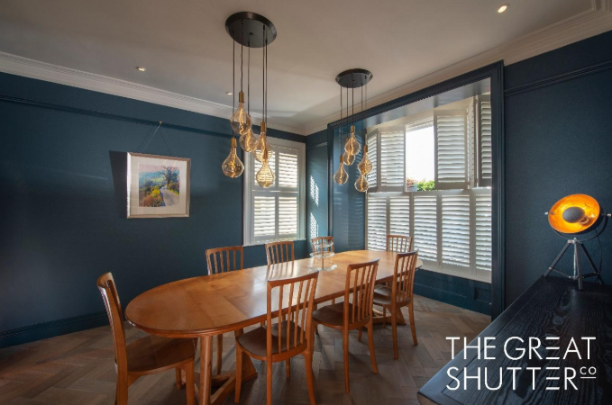 Contemporary Twist On Traditional Home: Large Window Covering Solutions