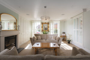 Premium Wooden Shutters Installed In A Lounge By The Great Shutter Co.